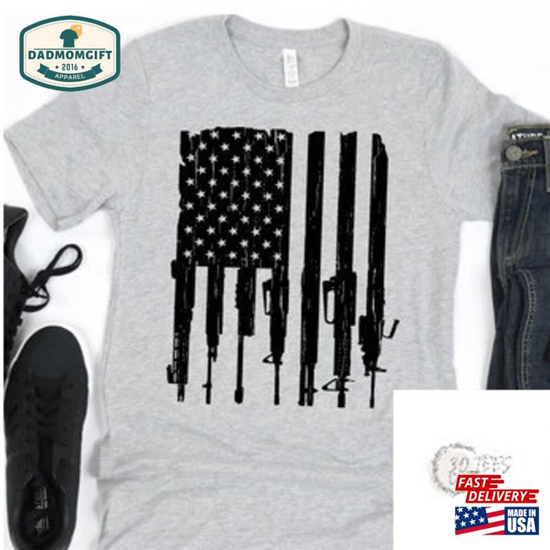 American Flag Guns Shirt For Veteran 4Th Of July Classic T-Shirt