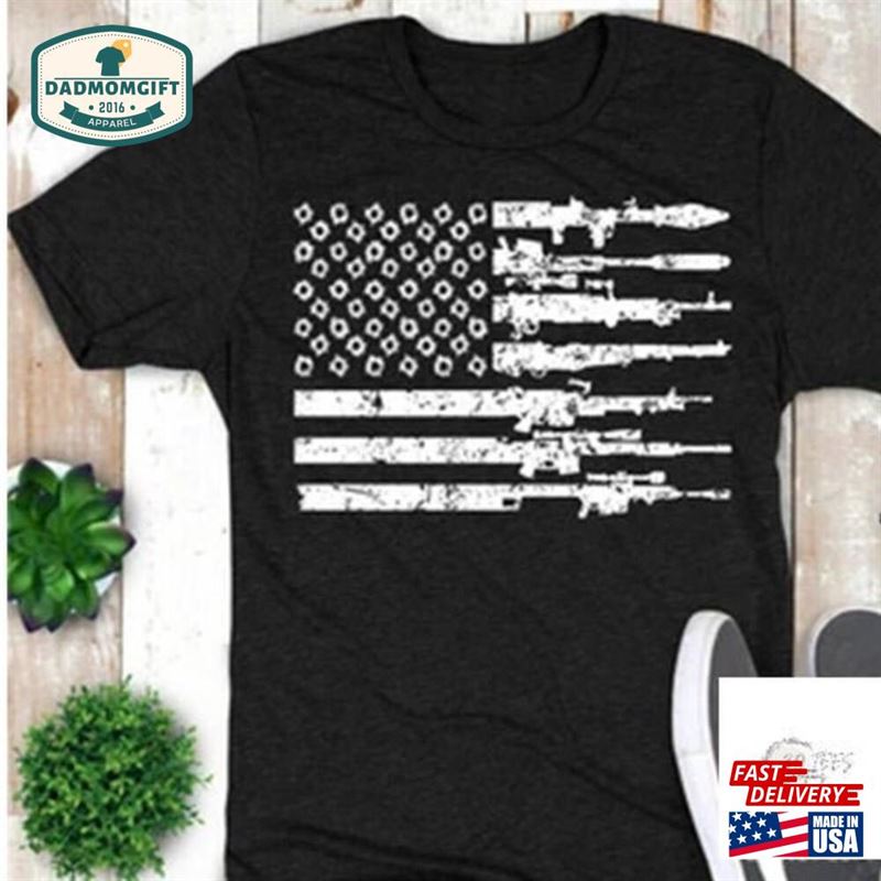 American Flag Guns Shirt For Veteran 4Th Of July Unisex Sweatshirt