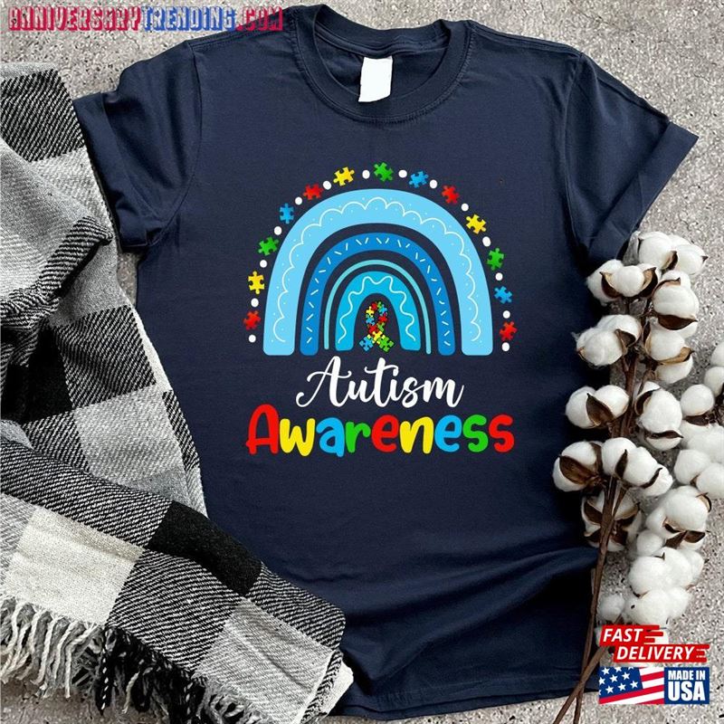 Autism Awareness Shirt Rainbow Puzzle Month T-Shirt Classic – Bipubunny Store