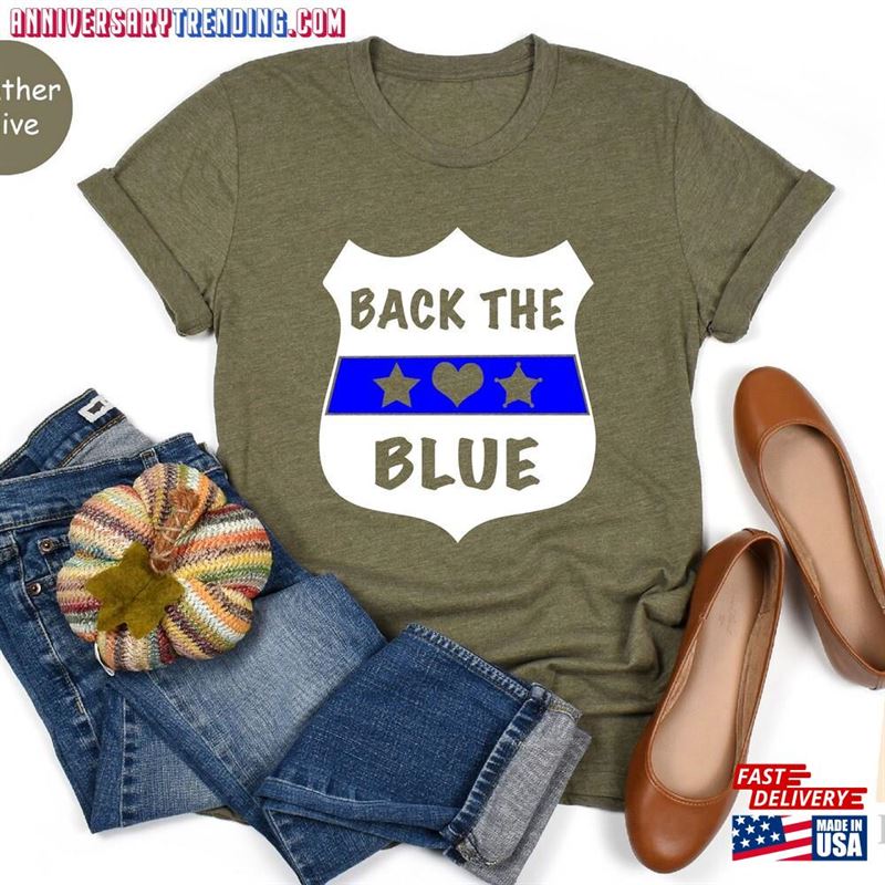 Back The Blue Shirt Police Tee Classic Sweatshirt -Bipubunny Store