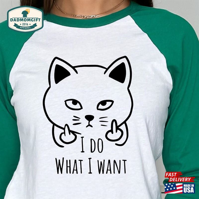 Bad Cat Shirt Inappropriate Long Sleeve T-Shirt Funny Owner Raglan Top Classic