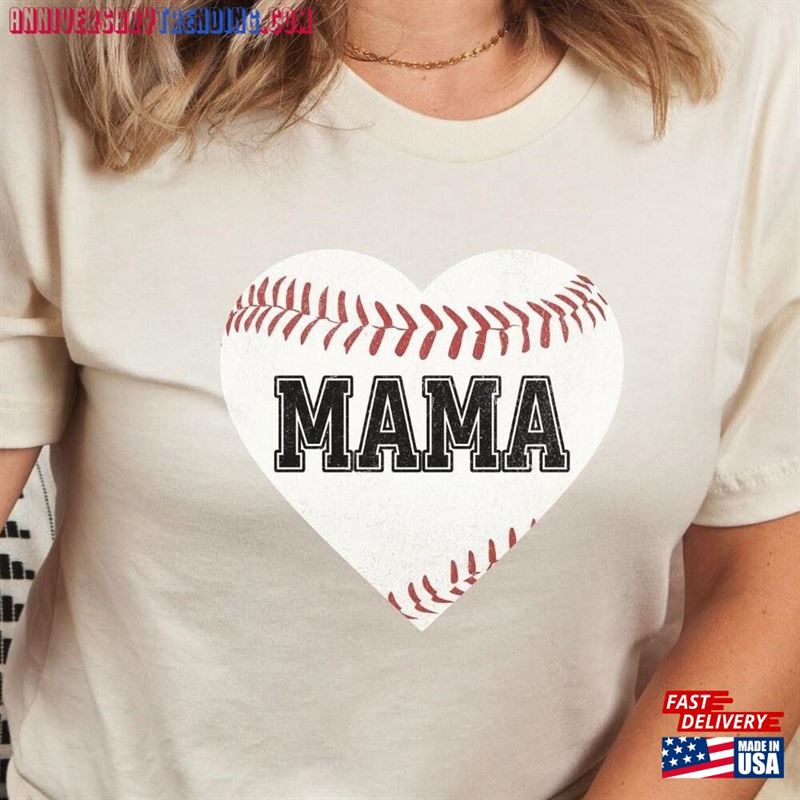 Baseball Mama Heart Shirt Game Day T For Moms T-Shirt Classic – Bipubunny Store