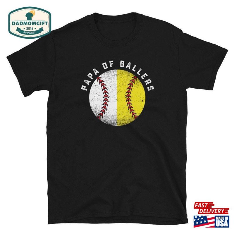 Baseball Papa Shirt Dad Of Ballers Funny Fathers Day Gift Unisex T-Shirt