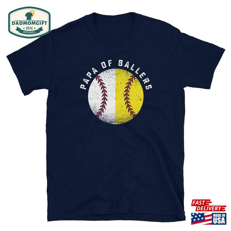 Baseball Papa Shirt Dad Of Ballers Funny Fathers Day Gift Unisex T-Shirt