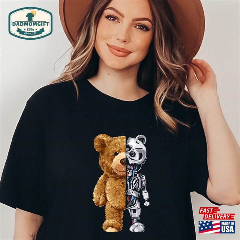 Bear Robotic Shirt Funny T-Shirt For Birthday Vintage Moschino Robot Gangster Classic Sweatshirt