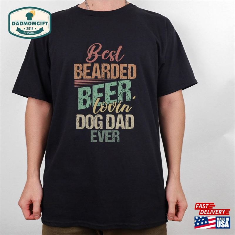 Best Bearded Dad T-Shirt Retro Vintage Father Shirt Funny Gift For Dog Beer Lover Birthday’s Day Hoodie Sweatshirt