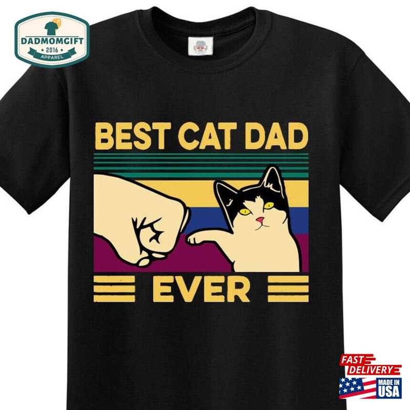 Best Cat Dad Men’s Black T-Shirt Gift For Birthday Fathers Day Daddy Funny Hoodie