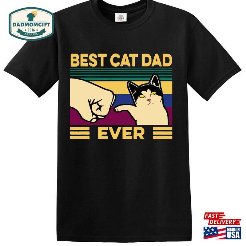 Best Cat Dad Men’s Black T-Shirt Gift For Birthday Fathers Day Daddy Funny Hoodie