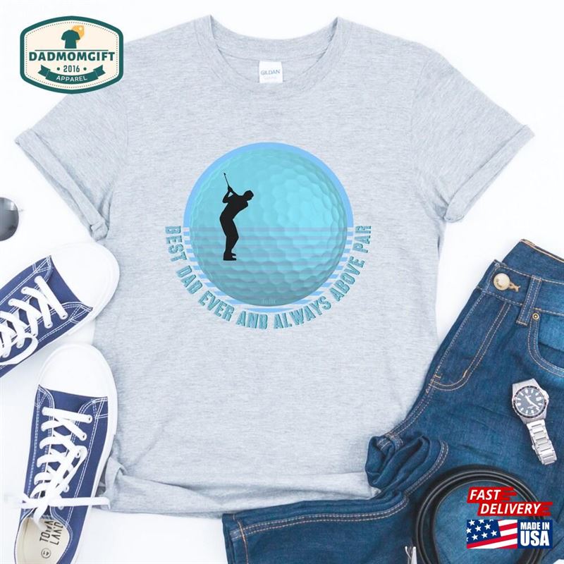 Best Dad Ever Above Par Vintage Sunset Golf Shirt For Men Birthday Gift Ideas Fathers Day Father’s Golfing Gifts From Daughter Son Wife Unisex Classic