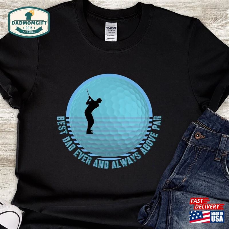 Best Dad Ever Above Par Vintage Sunset Golf Shirt For Men Birthday Gift Ideas Fathers Day Father’s Golfing Gifts From Daughter Son Wife Unisex Classic