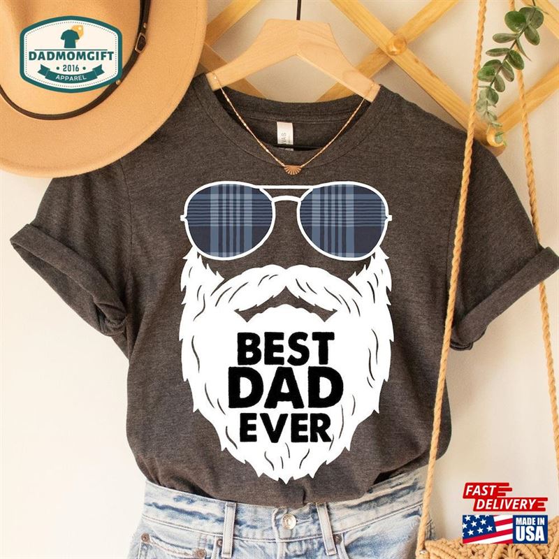 Best Dad Ever Beard And Sunglases T-Shirt Custom Kids Names Gift For Daddy Shirt Unisex Hoodie