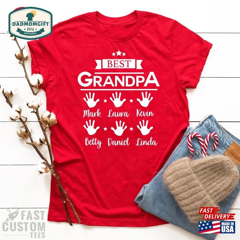 Best Grandpa Shirt Custom Name T-Shirt Personalized Classic Unisex