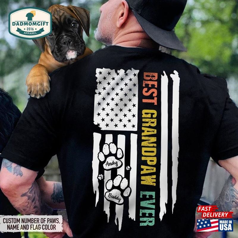 Best Grandpaw Ever Flag Back Dog Shirt Dad Gift For Him Sweatshirt T-Shirt