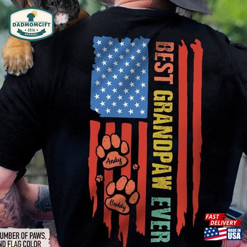 Best Grandpaw Ever Flag Back Dog Shirt Dad Gift For Him Sweatshirt T-Shirt