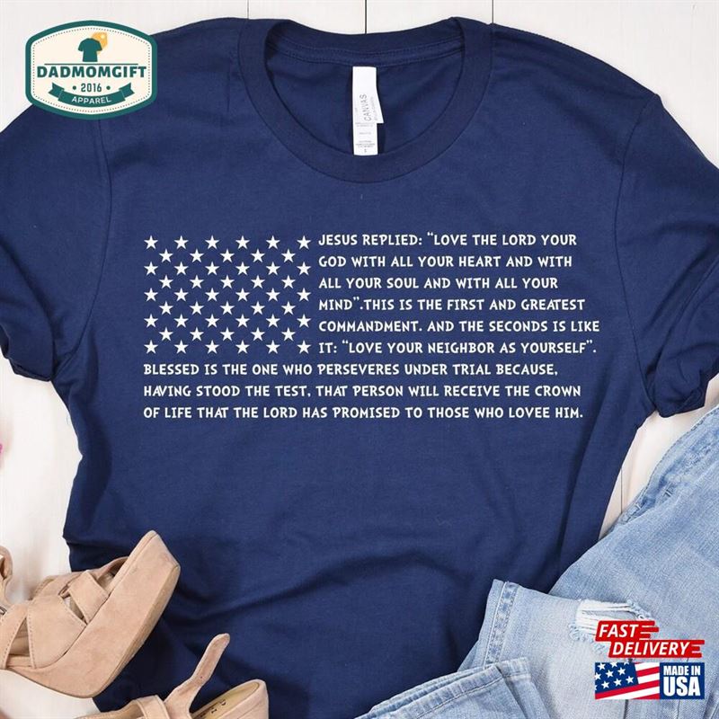 Bible Men’s Usa Flag American T-Shirt Christian Shirts Verse Shirt Sweatshirt Hoodie