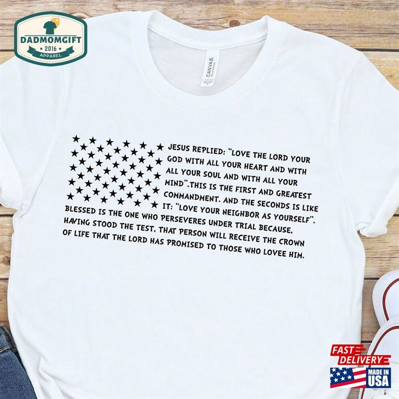 Bible Men’s Usa Flag American T-Shirt Christian Shirts Verse Shirt Sweatshirt Hoodie