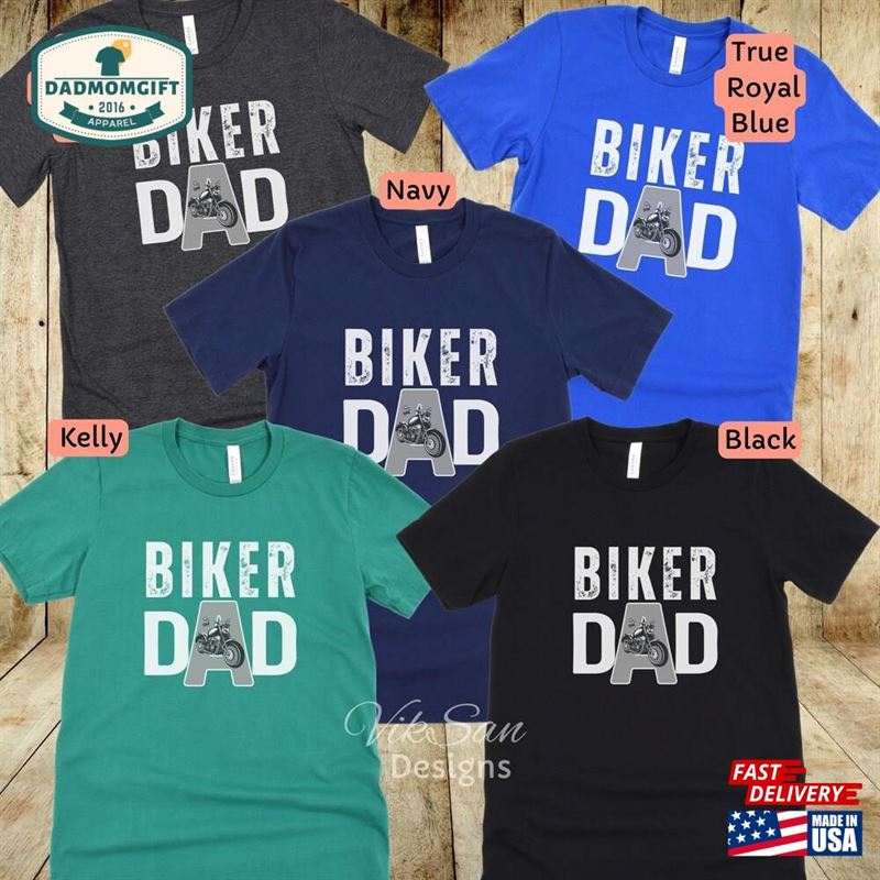 Biker Dad T-Shirt With White Text Motorcycle Enthusiast T Shirt Hoodie Classic