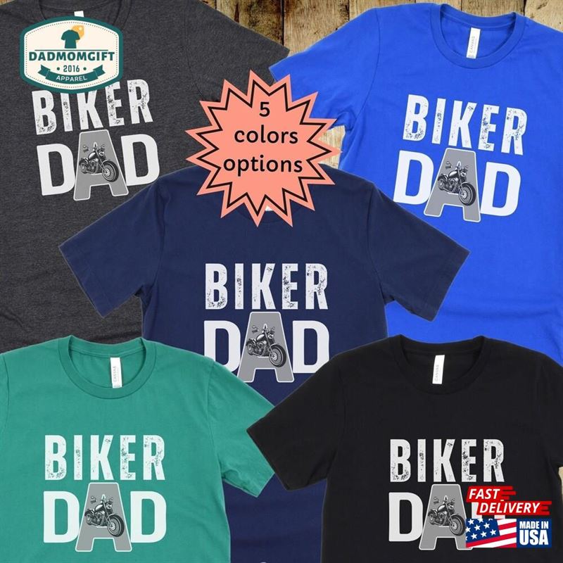 Biker Dad T-Shirt With White Text Motorcycle Enthusiast T Shirt Hoodie Classic