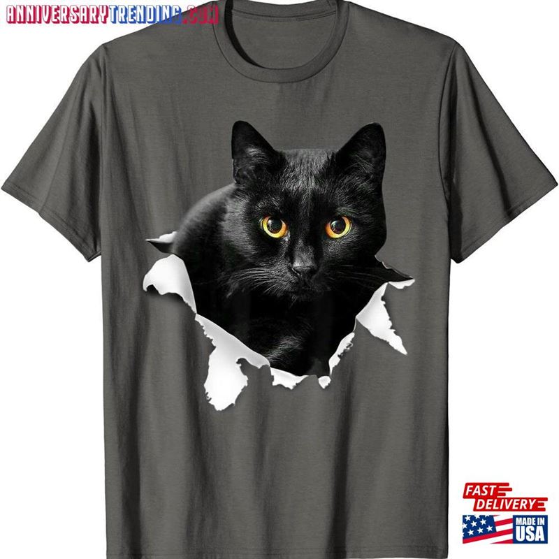 Black Cat Torn Cloth Gifts For Lover Dad Mom T-Shirt Classic – Bipubunny Store