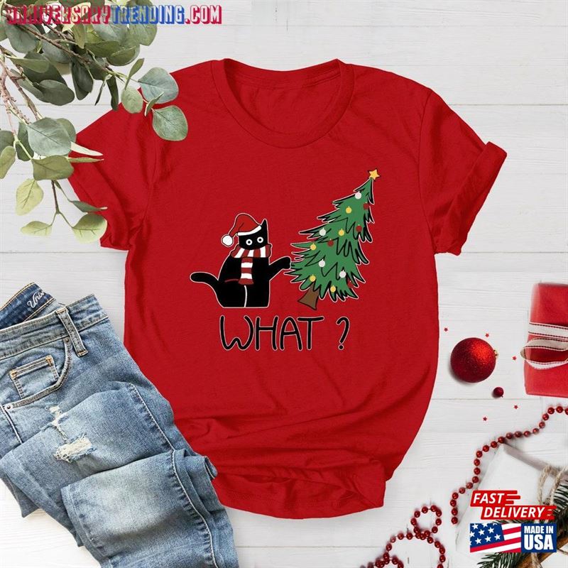 Black Cat What Christmas Shirt Santa Claus Classic Sweatshirt – Bipubunny Store