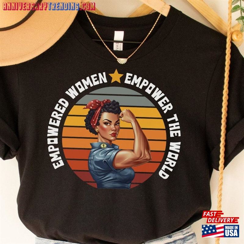 Black Rosie The Riveter Shirt Graphic Tee Empowered Woman Feminist Women Gift For Her T-Shirt Classic – Bipubunny Store