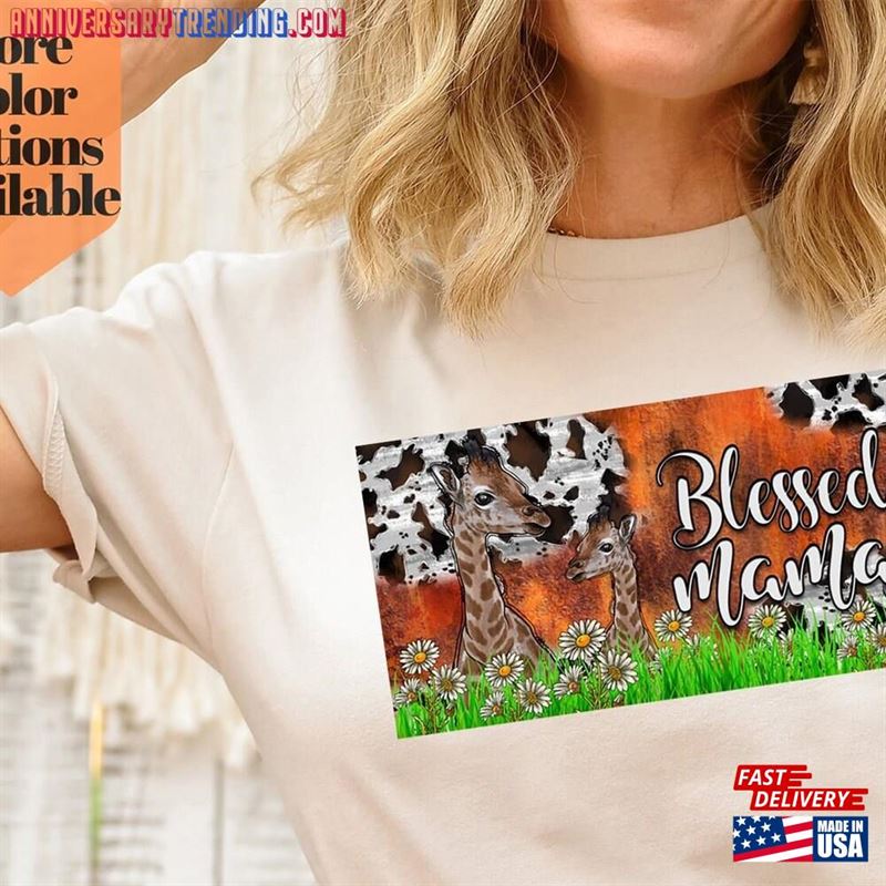 Blessed Giraffe Mama T-Shirt Print Mom Shirt Classic Unisex – Bipubunny Store