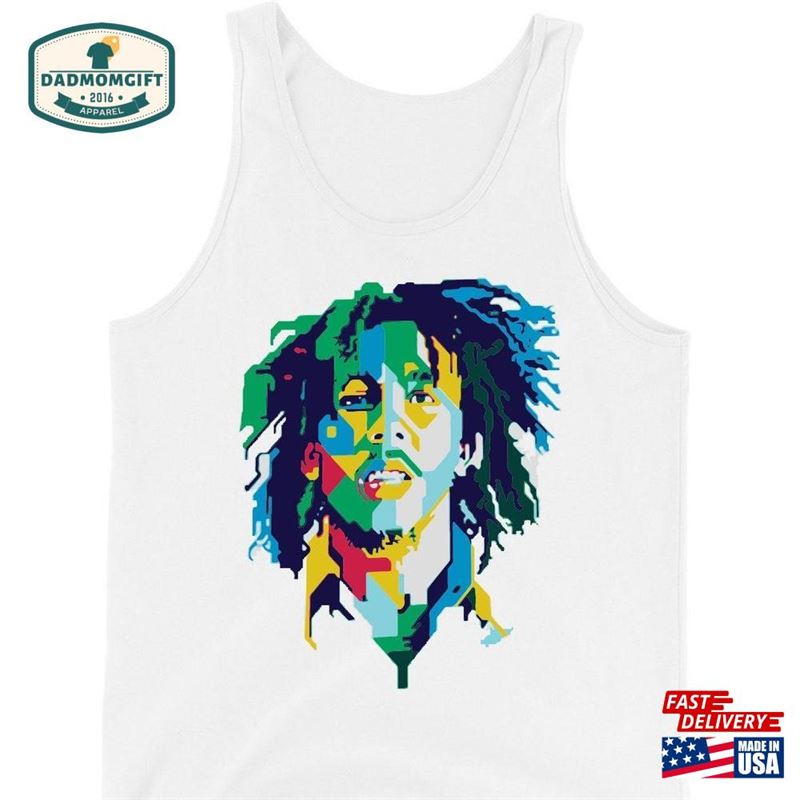 Bob Marley Vest Reggae Multi Coloured Face Jamaica Tank Top Vintage Novelty Gift Men Women Classic T-Shirt