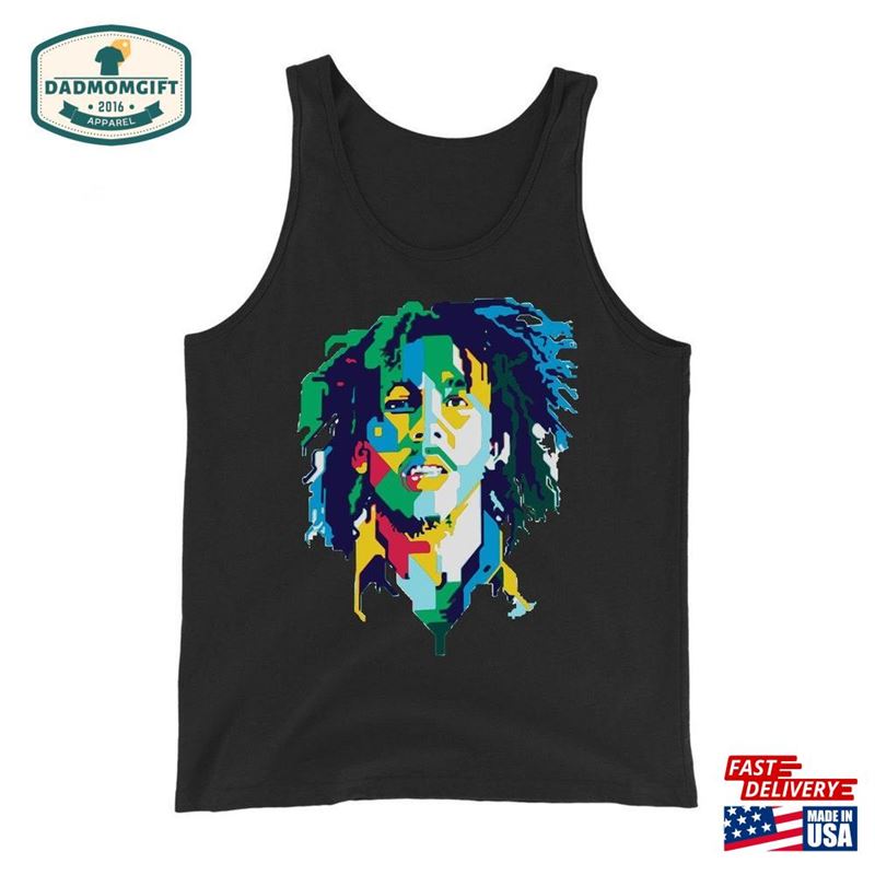 Bob Marley Vest Reggae Multi Coloured Face Jamaica Tank Top Vintage Novelty Gift Men Women Classic T-Shirt