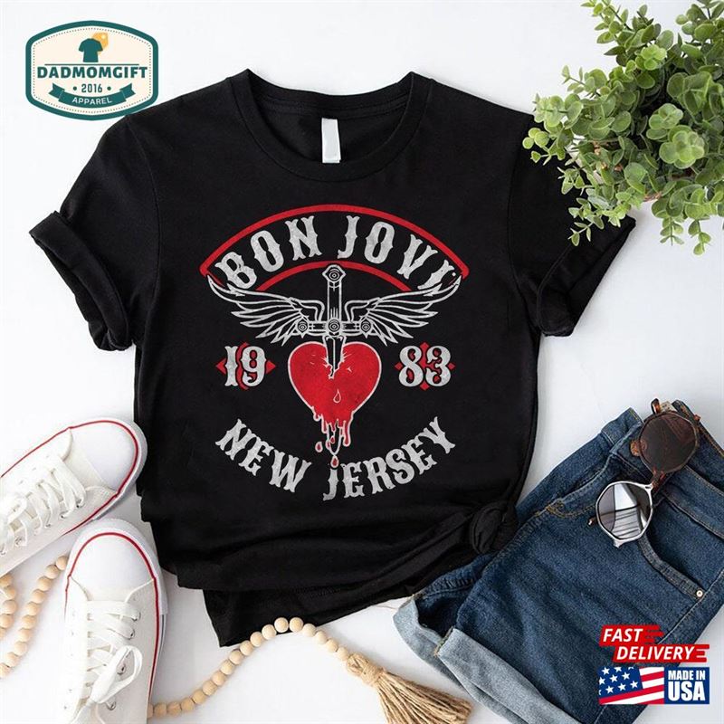 Bon Jovi 1983 New Jersey T-Shirt Shirt Fan Gift Band Hoodie Unisex