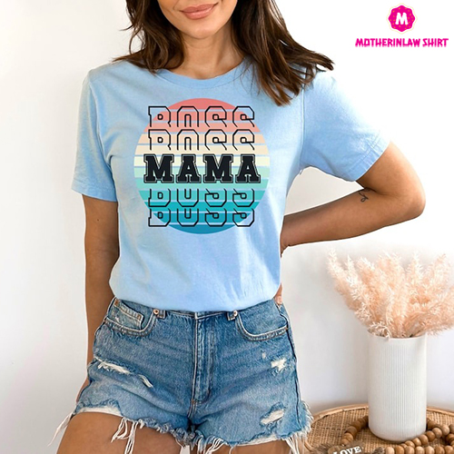 Boss Mama Retro T-shirt, Mother’s Day Gift, Mom Shirts, Mom Life Shirt, Retro Vintage Mama Tshirt, Boho Shirt, Groovy Mama Tee Shirt