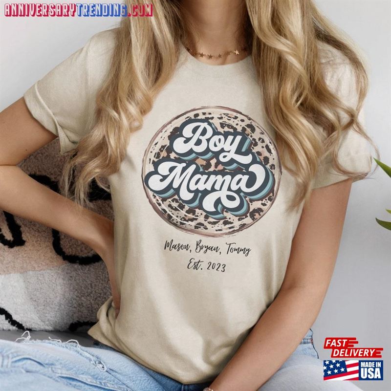 Boy Mama Shirt Personalized Name For Mothers Day Saying Gift Classic Sweatshirt -Bipubunny Store