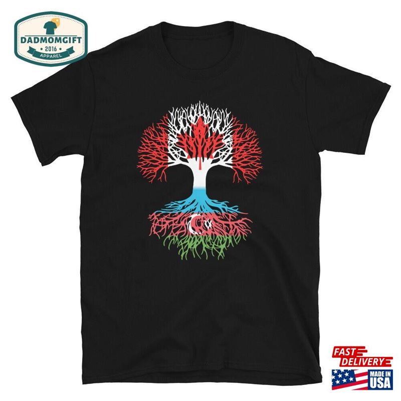 Canadian Grown With Azerbaijani Roots Canada Azerbaijan Flag Tree Short T-Shirt Classic