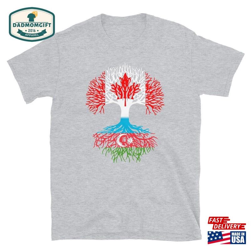 Canadian Grown With Azerbaijani Roots Canada Azerbaijan Flag Tree Short T-Shirt Classic