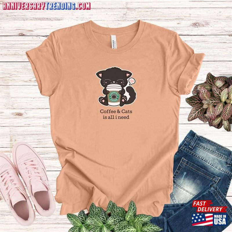 Cat Lover Shirt Coffee Tshirt Cute Classic Unisex – Bipubunny Store