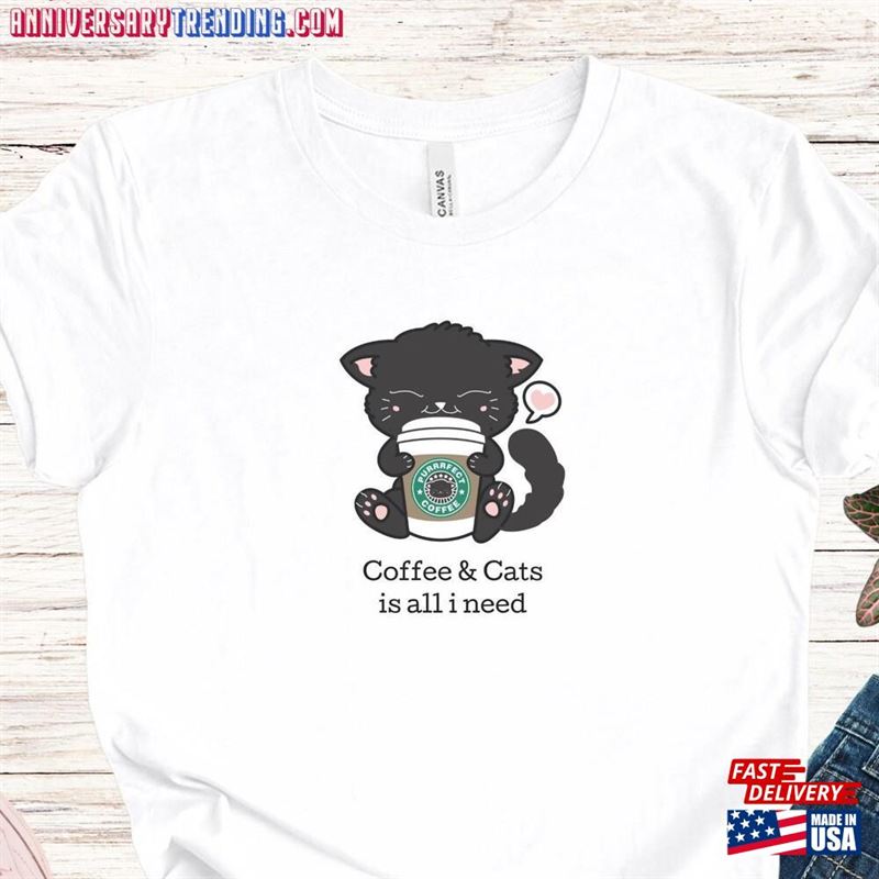 Cat Lover Shirt Coffee Tshirt Cute Classic Unisex – Bipubunny Store