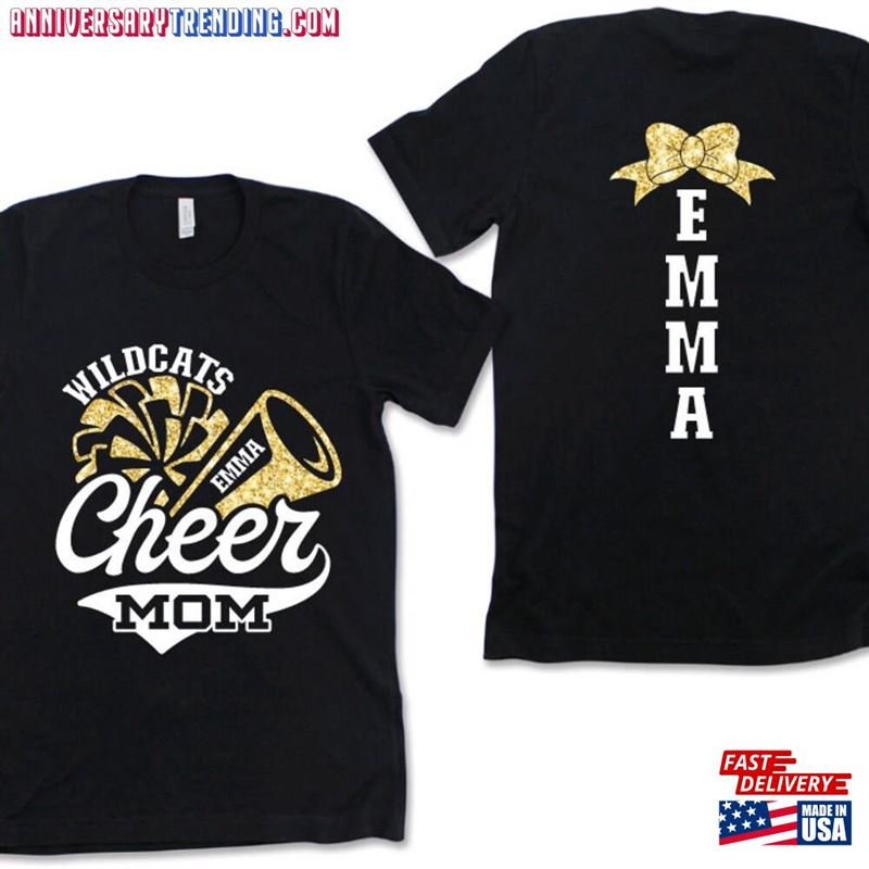 Cheer Mom Shirt Rear Bow And Name Glitter Sweatshirt Classic -Bipubunny Store