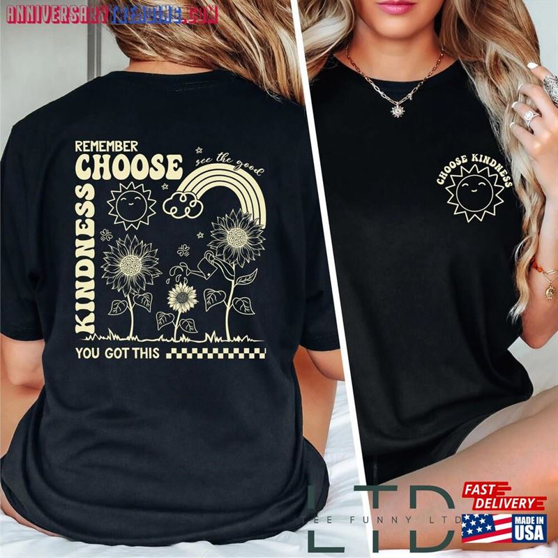 Choose Kindness Shirt Retro Teacher Positive Affirimation Tee T-Shirt Hoodie -Bipubunny Store