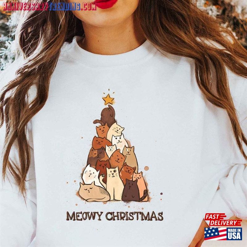 Christmas Cat Sweatshirt T-Shirt – Bipubunny Store