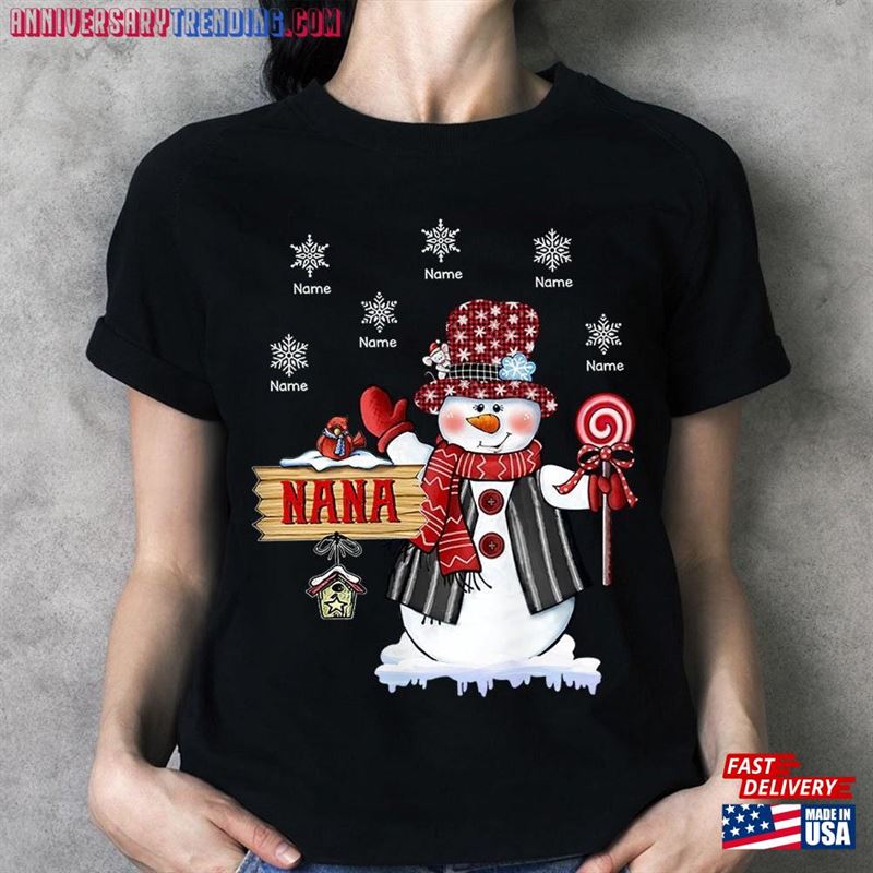 Christmas Grandma Snowman Shirt Custom Nana Mimi With Snowflake Kids Sweatshirt T-Shirt – Bipubunny Store