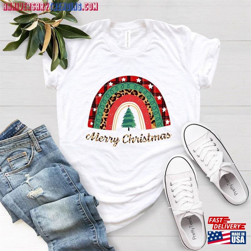 Christmas Shirts Heart Plaid Merry Rainbow Shirt Gift Unisex Sweatshirt – Bipubunny Store