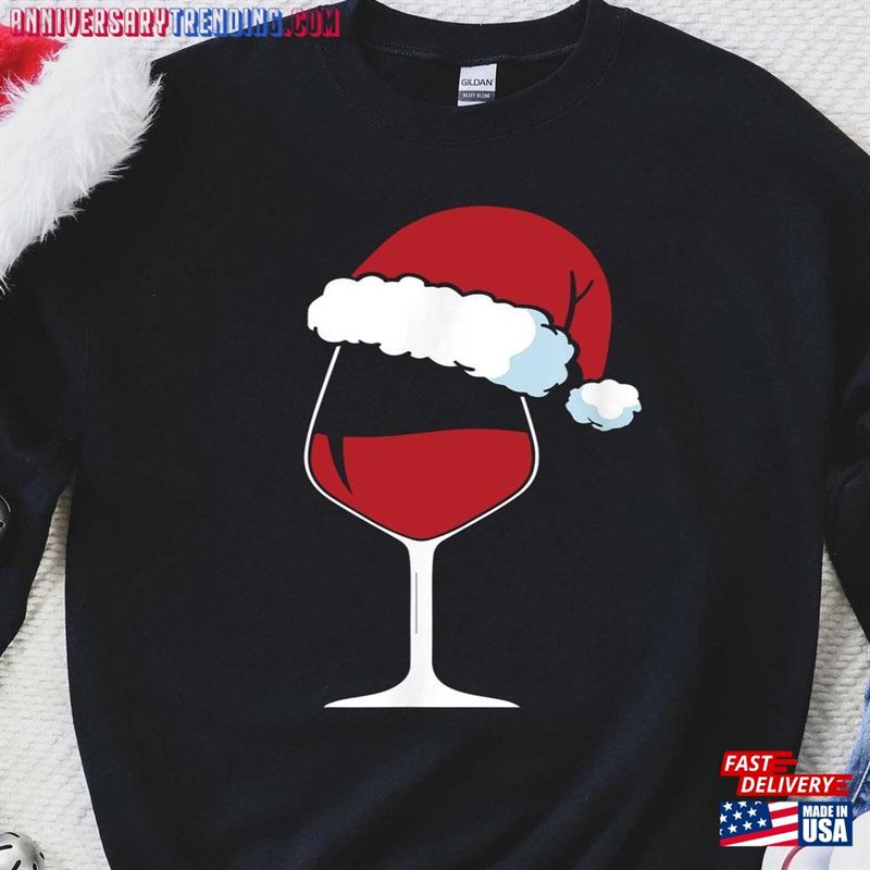 Christmas Wine Sweatshirt Santa Glass Shirt Hat Hoodie Classic – Bipubunny Store