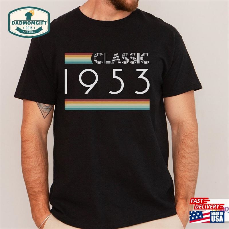 Classic 1953 Vintage Shirt 70Th Birthday Gift For Her Or Him Minimalist Black And White Onesie Toddler Youth Unisex Hoodie