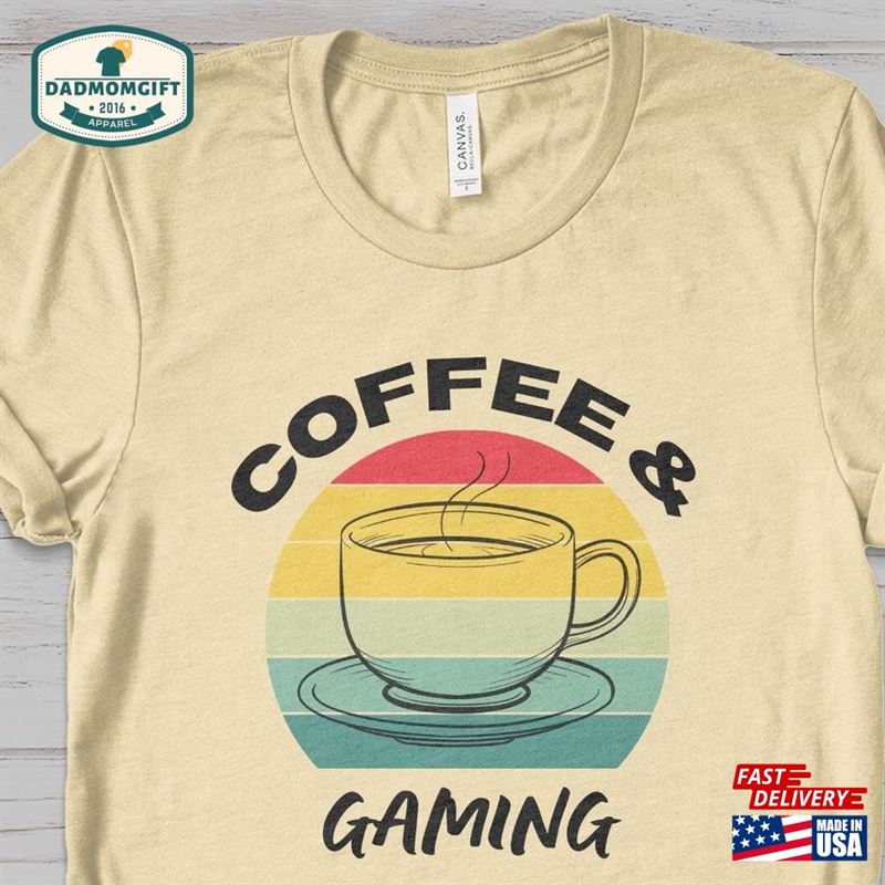 Coffee And Gaming T Shirt For Men Husband Gift Gamer Tshirt Valentine’s Day Boyfriend Hoodie Classic