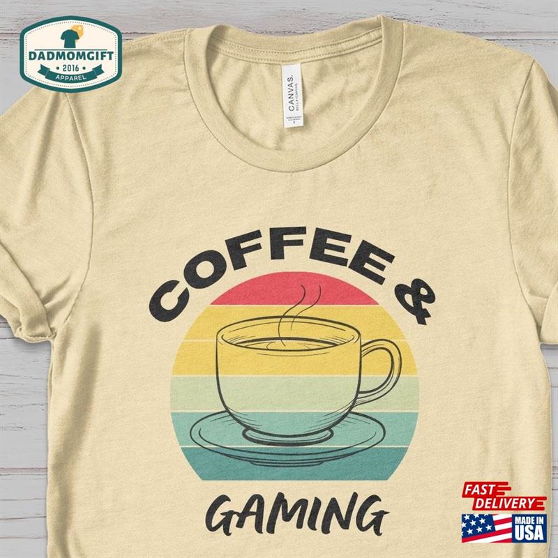 Coffee And Gaming T Shirt For Men Husband Gift Gamer Tshirt Valentine’s Day Boyfriend Unisex Hoodie