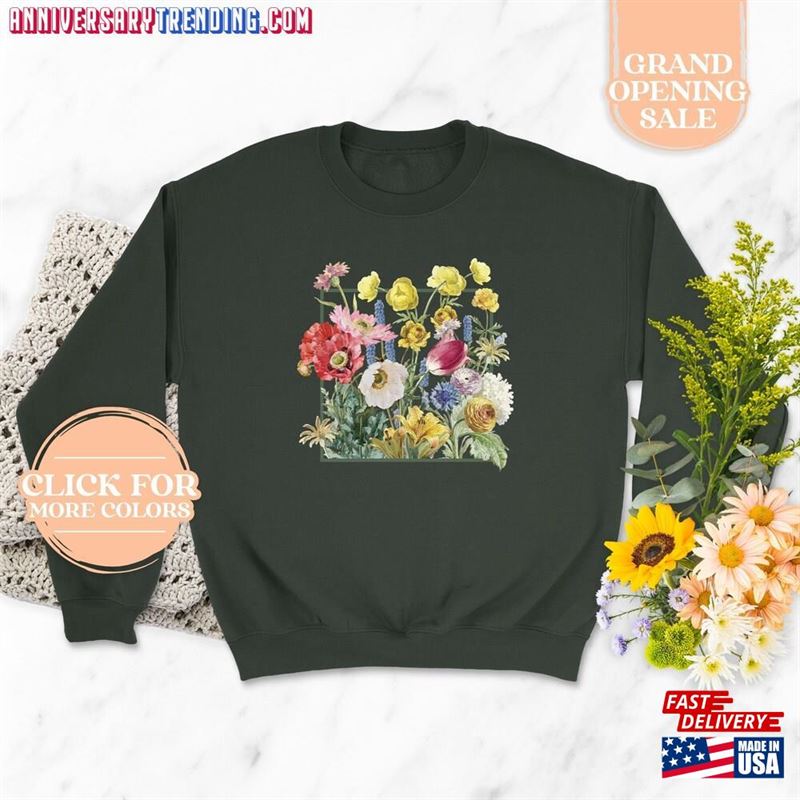 Colorful Flowers Sweatshirt For Floral Lover Mom On Mother’s Day Classic Hoodie – Bipubunny Store