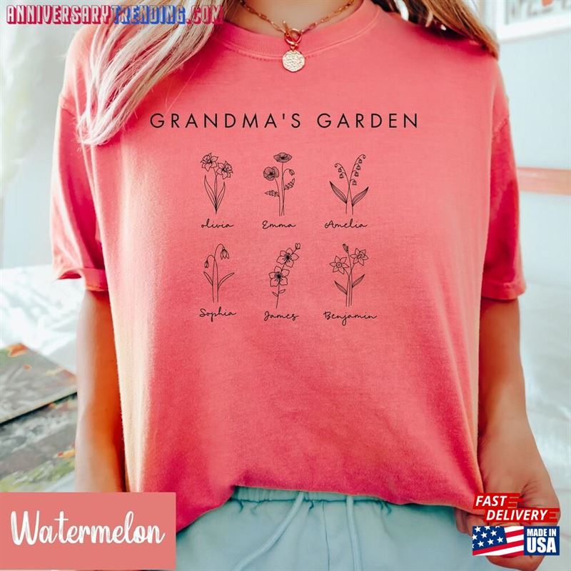 Comfort Colors Custom Birth Month Flower Grandma Shirt With Kids Names Birthday Personalized Tshirt Mother Sweatshirt Hoodie – Bipubunny Store