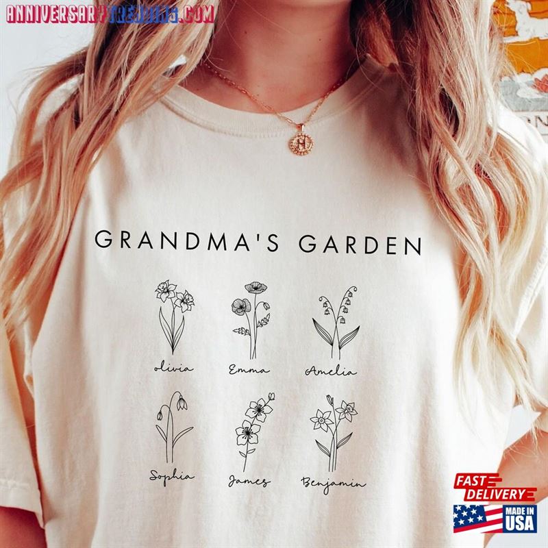 Comfort Colors Custom Birth Month Flower Grandma Shirt With Kids Names Birthday Personalized Tshirt Mother Sweatshirt Hoodie – Bipubunny Store