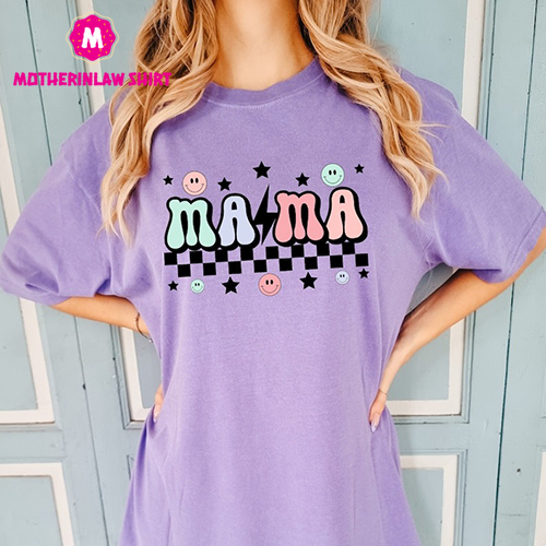 Comfort Colors, Leopard Mama Shirt, Mama checkered cute, Retro Vintage Mama Shirt, Mothers Day Gift, Mama T-shirt, Mom Life Shirt, Baby Mama