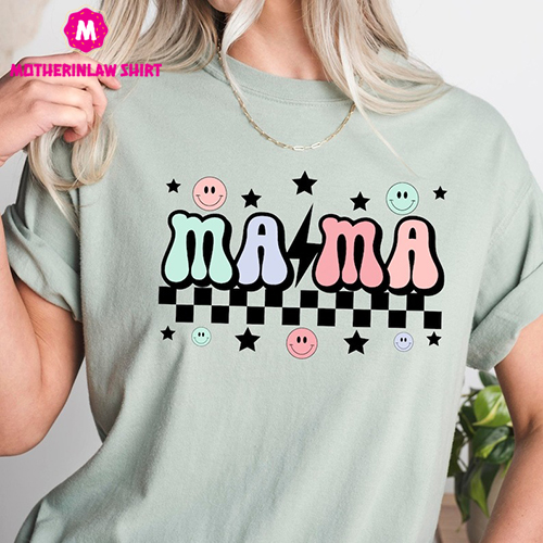 Comfort Colors, Leopard Mama Shirt, Mama checkered cute, Retro Vintage Mama Shirt, Mothers Day Gift, Mama T-shirt, Mom Life Shirt, Baby Mama