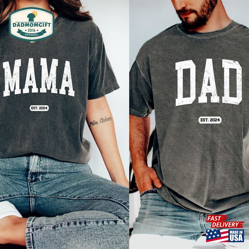 Comfort Colors Mama Established 2024 Shirt New Dad T-Shirt Classic